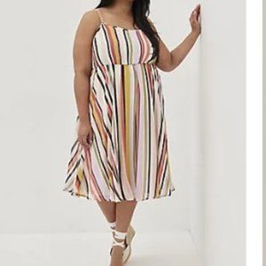 TORRID PLEATED MIDI DRESS - CHIFFON MULTI STRIP - NWT